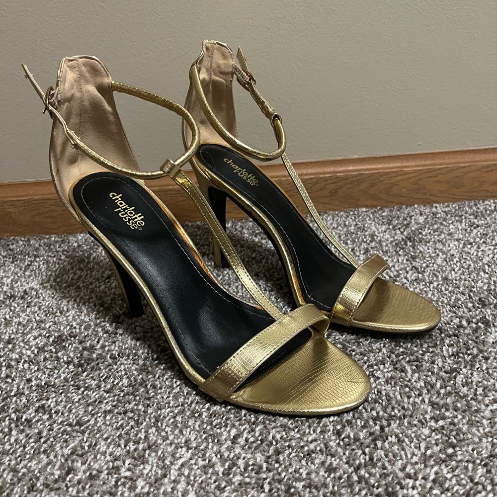 Charlotte Russe Gold Prom Homecoming Strappy Heels Size 9